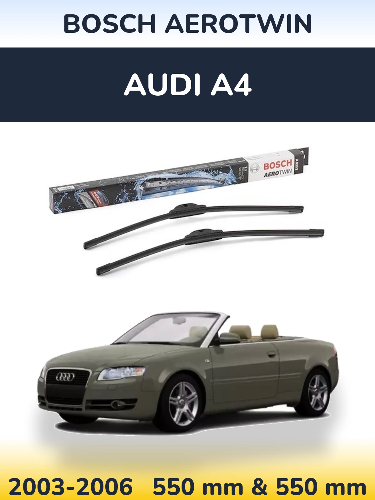 Комплект передніх щіток BOSCH AeroTwin 550 & 550 мм для Audi A4 2003-2006