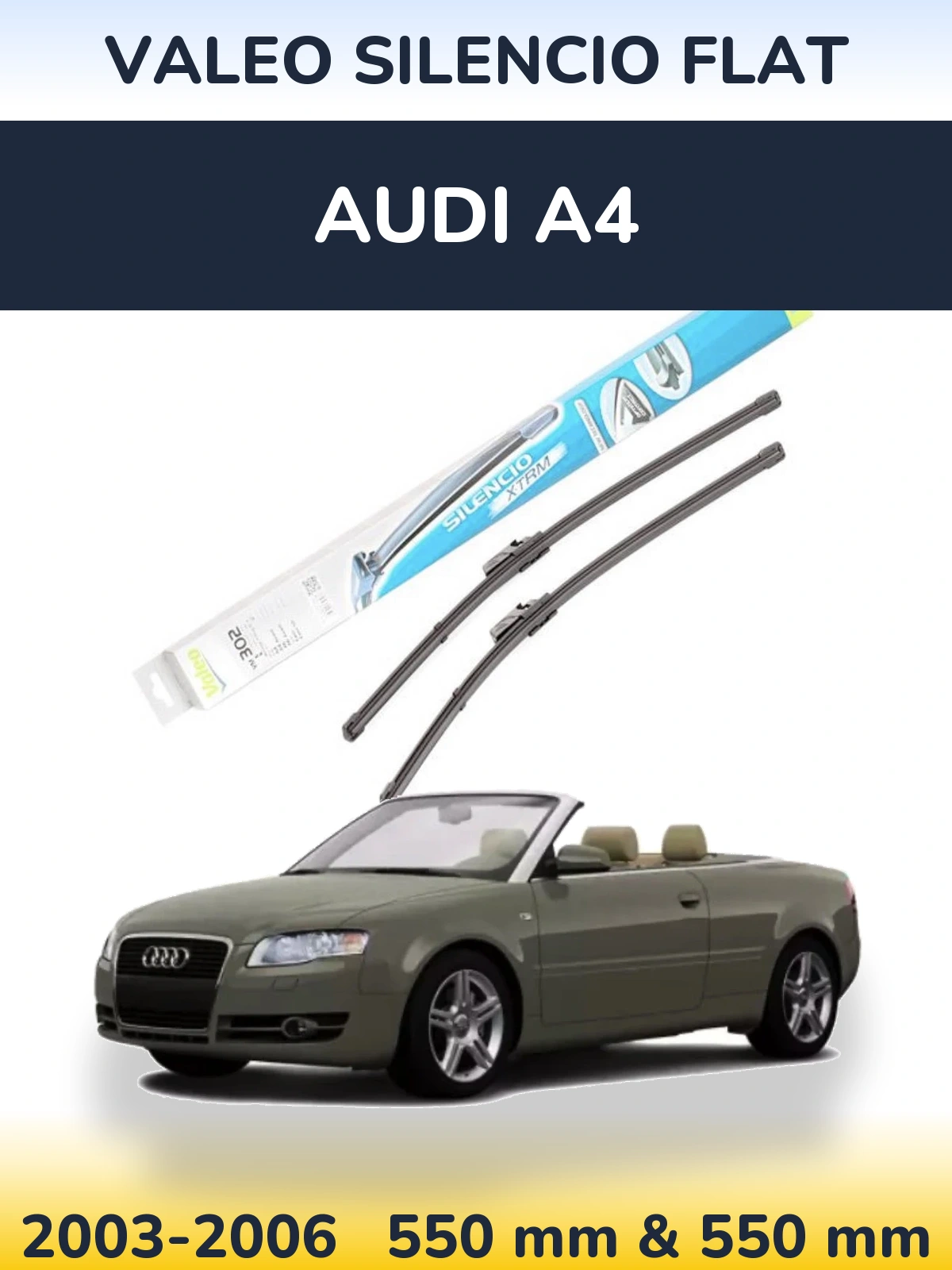 Комплект передніх щіток Valeo Silencio Flat 550 & 550 мм для Audi A4 2003-2006