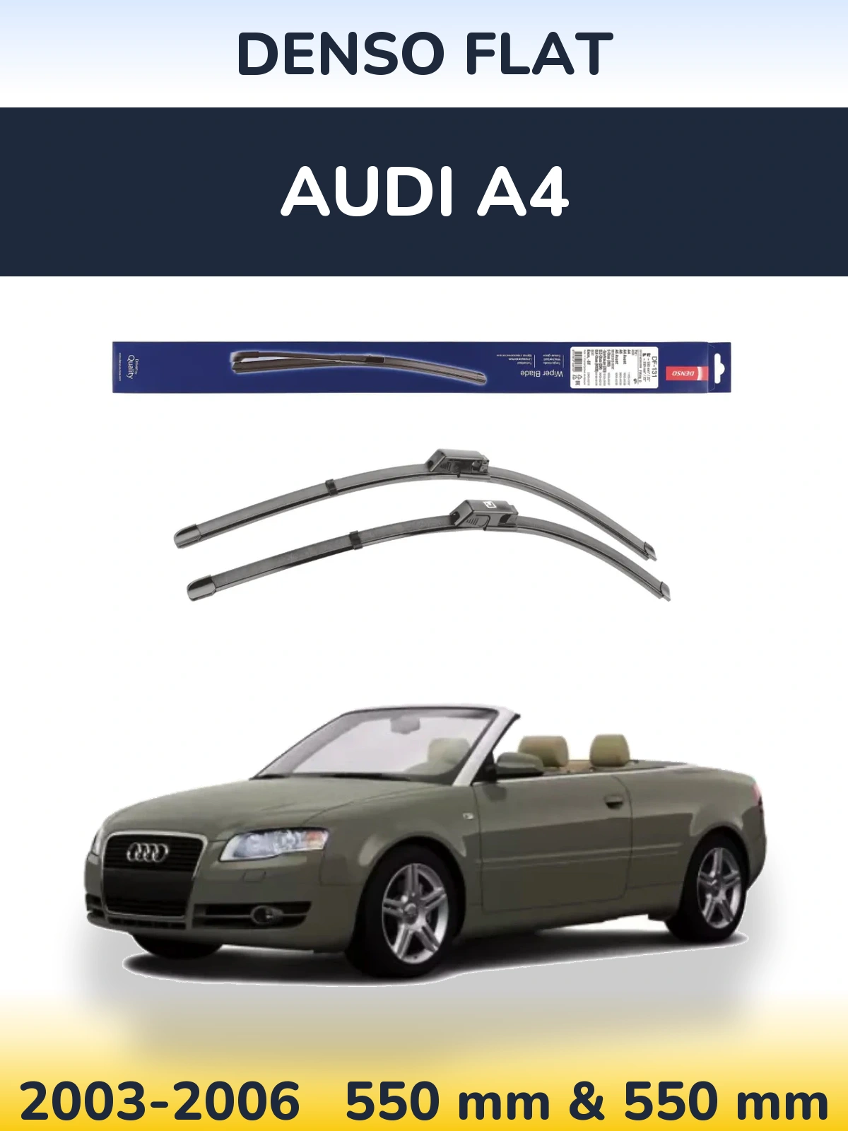 Front wiper blade set Denso Flat 550 & 550 mm for Audi A4 2003-2006