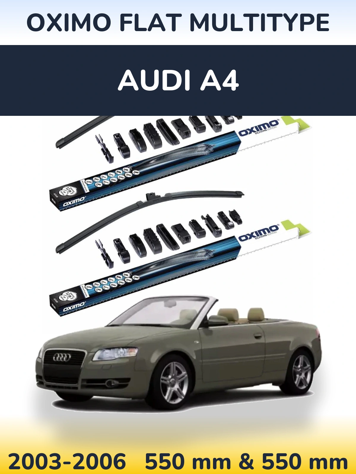 Комплект передніх щіток Oximo Flat MultiТипe 550 & 550 мм для Audi A4 2003-2006