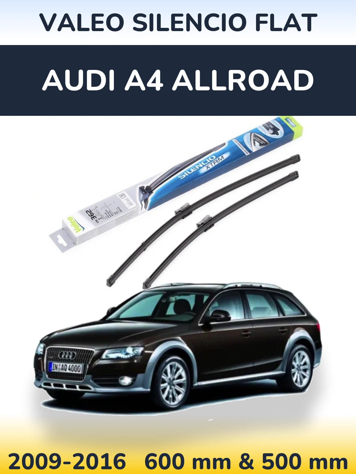 Комплект передних дворников Valeo Silencio Flat 600 & 500 мм для Audi A4 Allroad 2009-2016