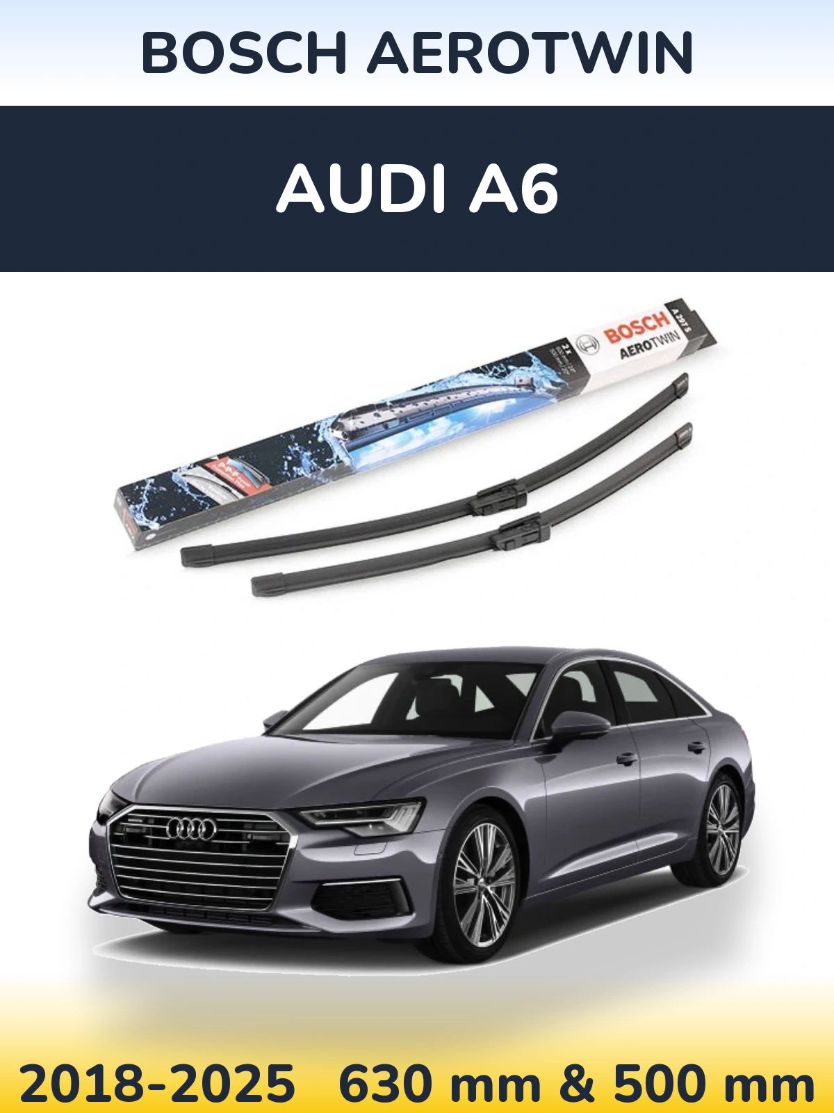 Комплект передніх щіток BOSCH AeroTwin 600 & 500 мм для Audi A6 2018-2025