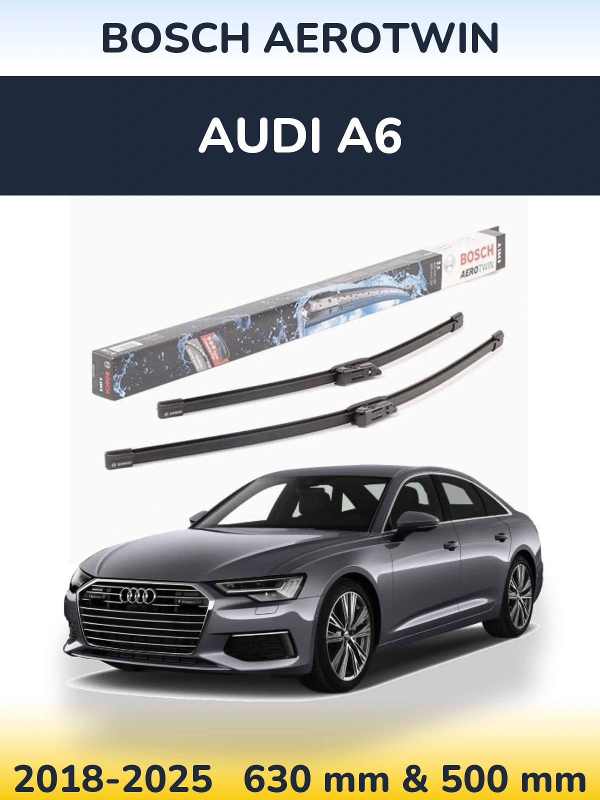 Комплект передніх щіток BOSCH AeroTwin 630 & 500 мм для Audi A6 2018-2025