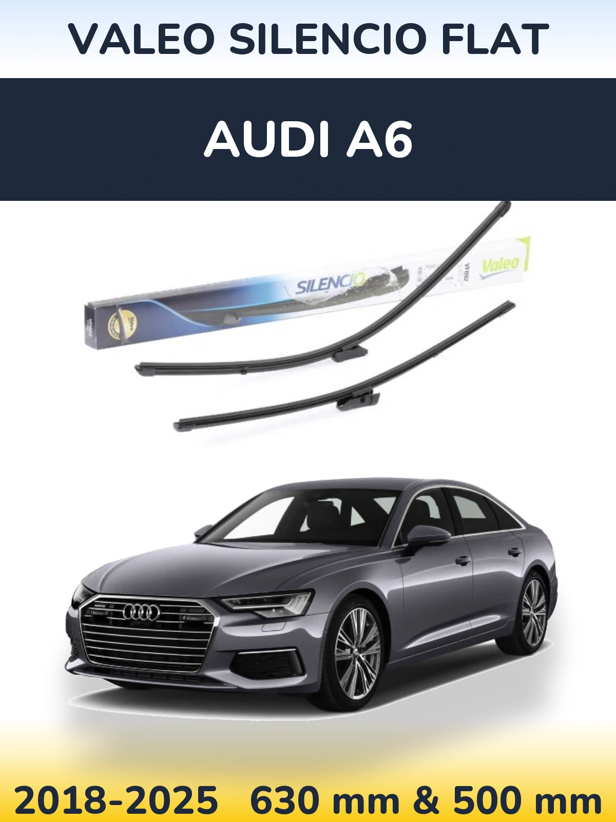 Комплект передніх щіток Valeo Silencio Flat 630 & 500 мм для Audi A6 2018-2025
