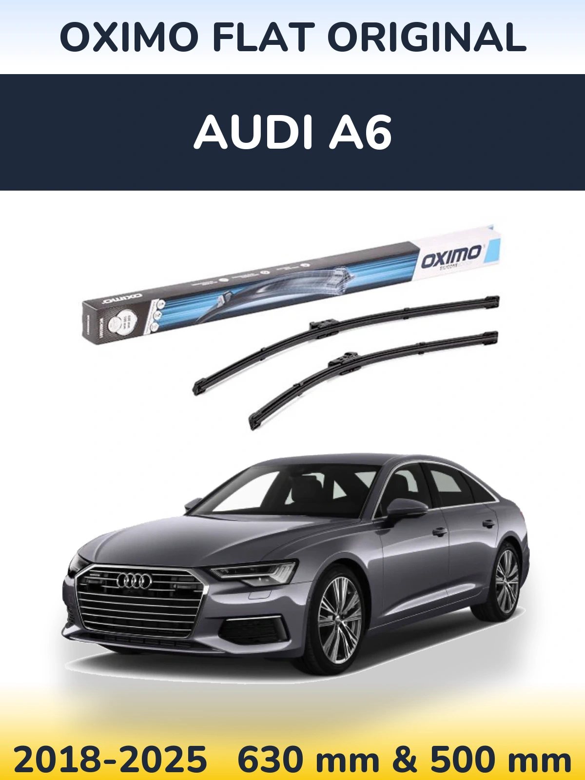 Front wiper blade set Oximo Flat Original 600 & 500 mm for Audi A6 2018-2025