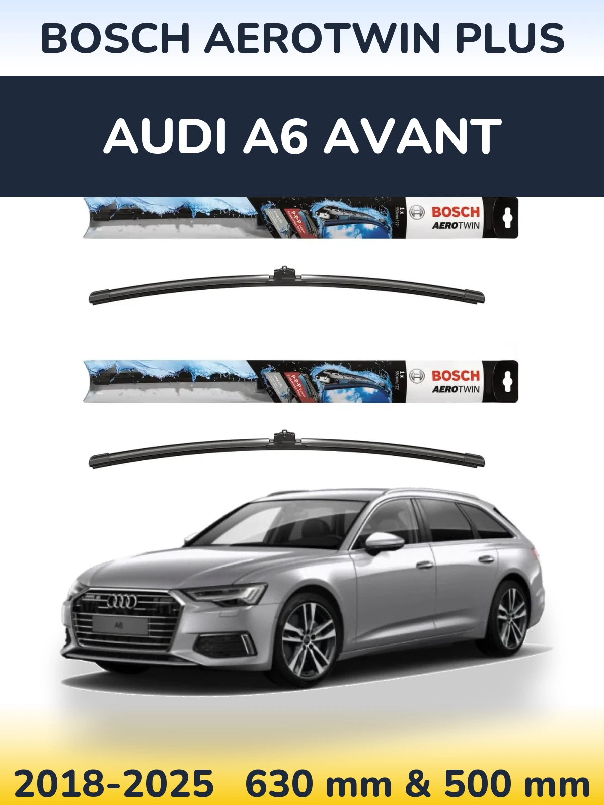 Komplet przednich wycieraczek BOSCH AeroTwin Plus 600 & 500 mm do Audi A6 Avant 2018-2025