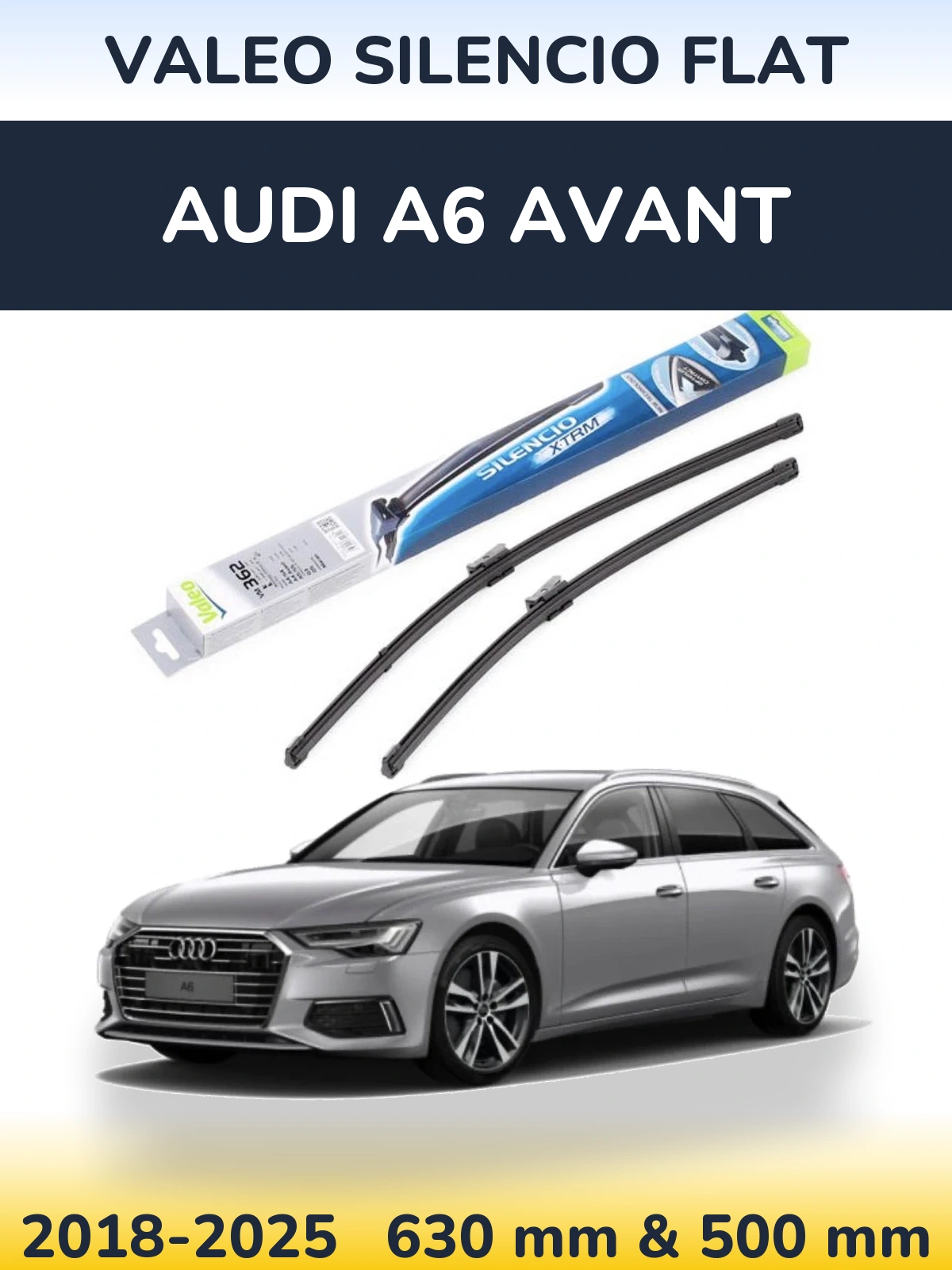 Komplet przednich wycieraczek Valeo Silencio Flat 600 & 500 mm do Audi A6 Avant 2018-2025