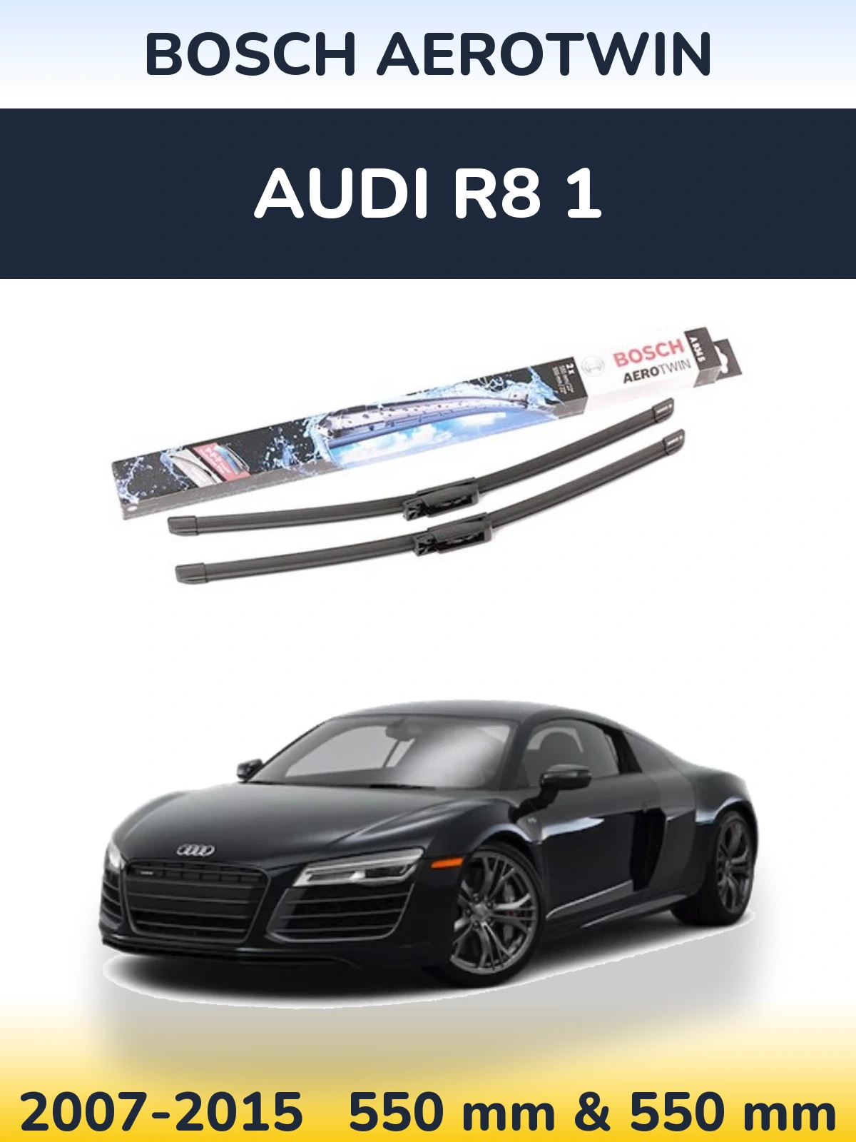 Комплект передних дворников BOSCH AeroTwin 555 & 555 мм для Audi R8 1 2007-2015
