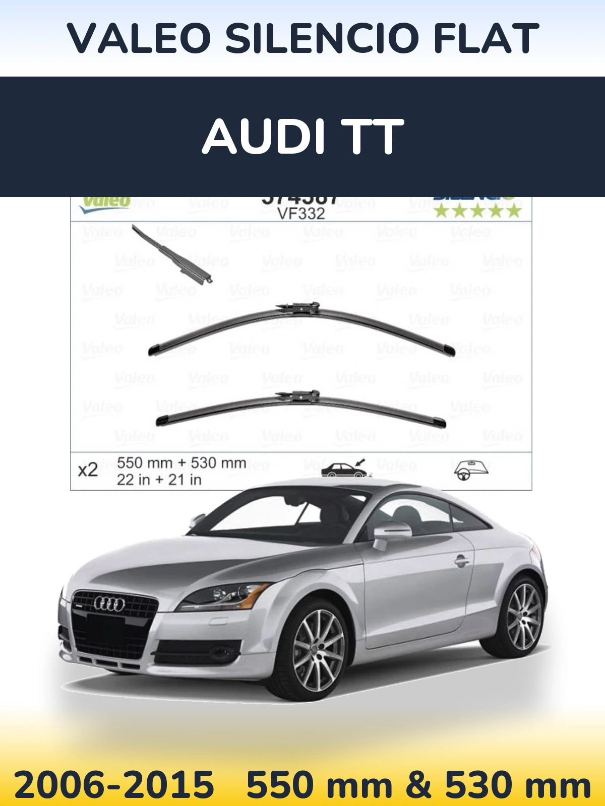 Комплект передних дворников Valeo Silencio Flat 550 & 530 мм для Audi TT 2006-2015