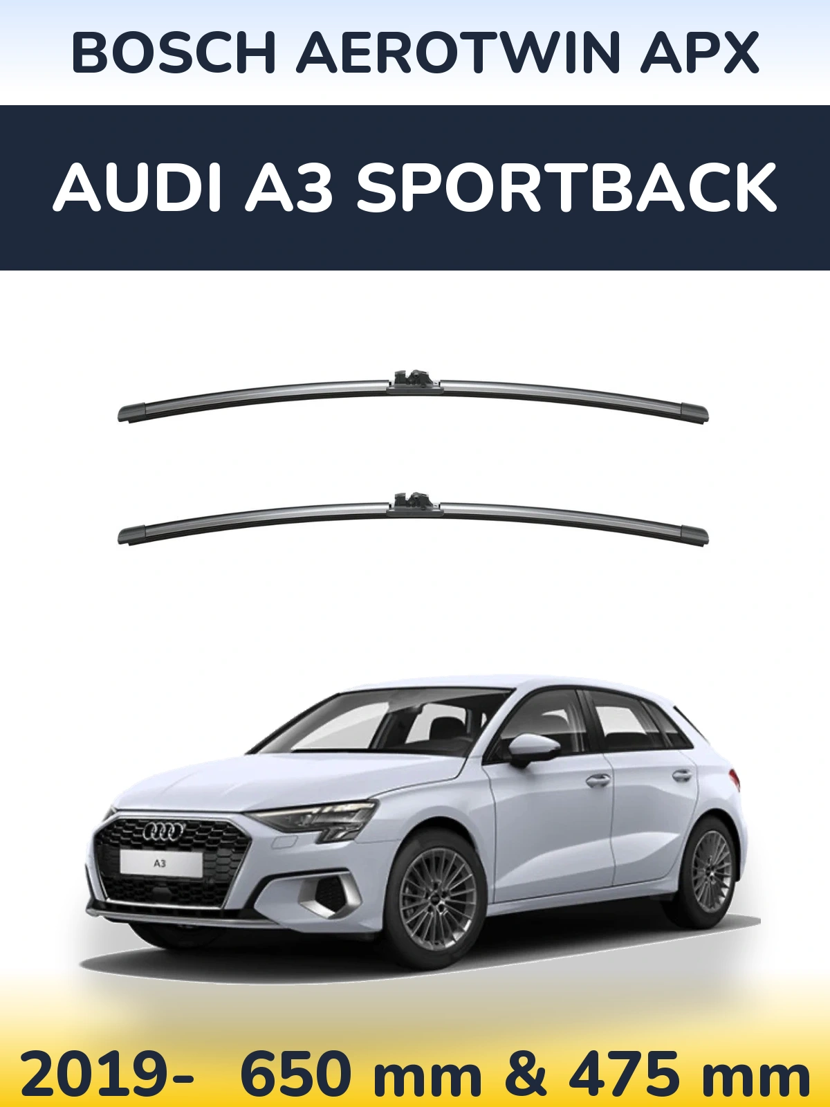 Комплект передних дворников BOSCH AeroTwin APX 650 & 475 мм для Audi A3 Sportback 2019-2026