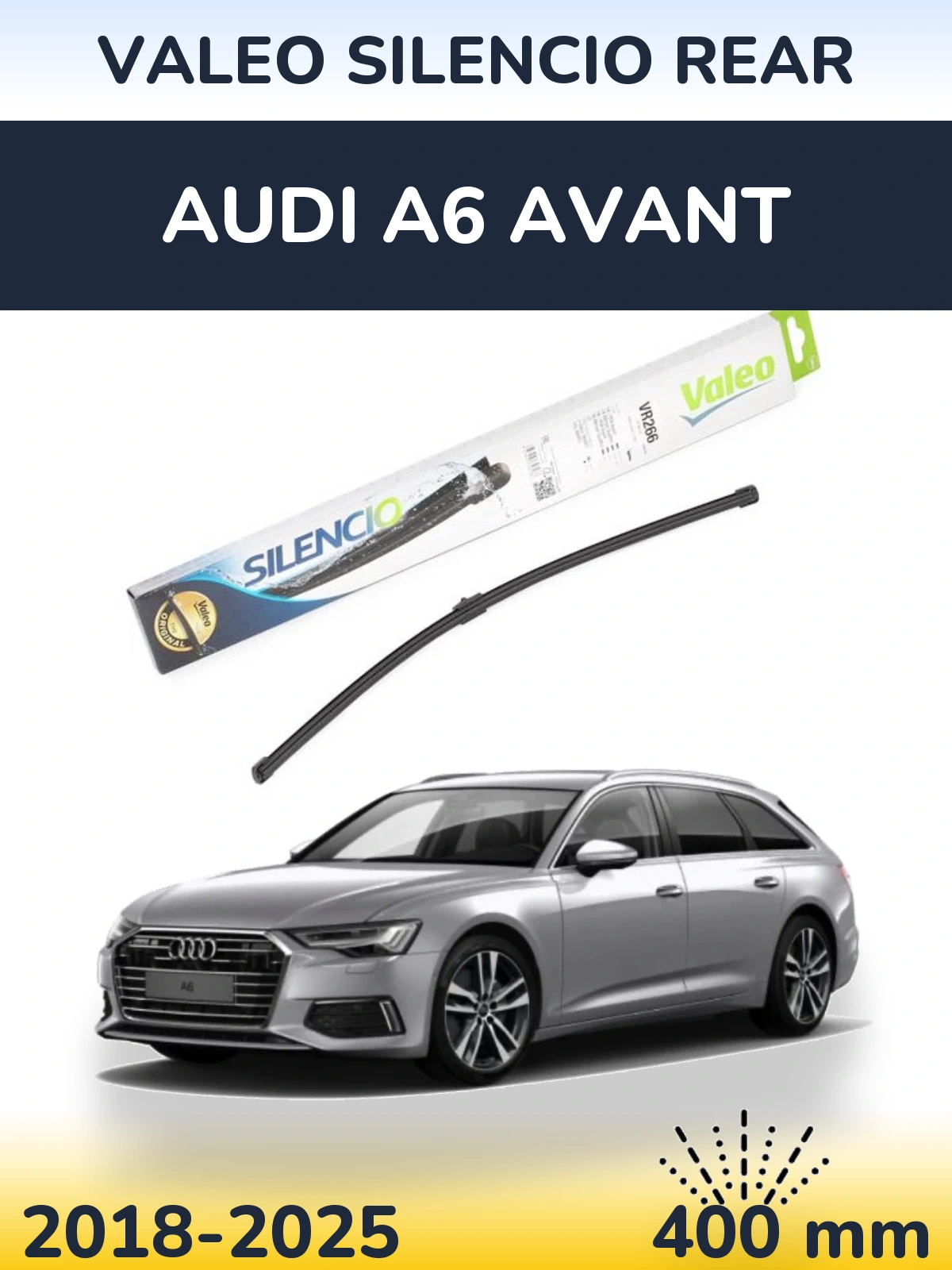 Rear wiper blade Valeo Silencio Rear 400 mm for Audi A6 Avant 2018-2025