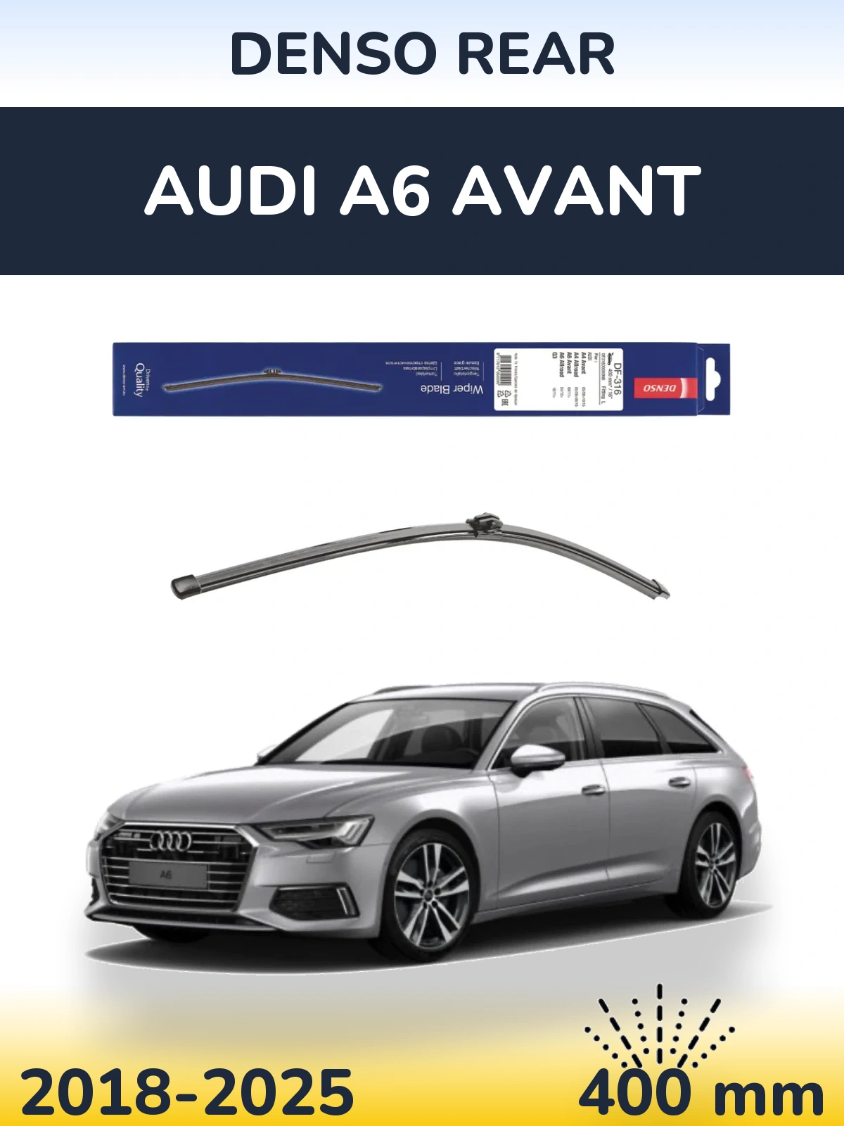 Rear wiper blade Denso Rear 400 mm for Audi A6 Avant 2018-2025