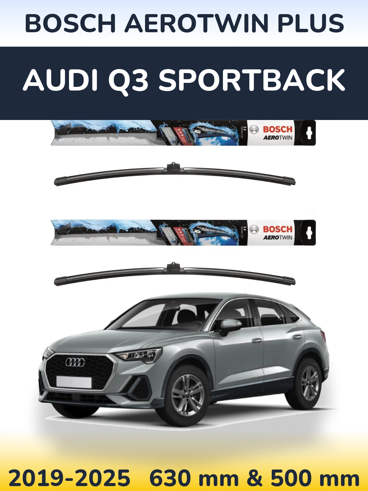 Комплект передних дворников BOSCH AeroTwin Plus 600 & 500 мм для Audi Q3 Sportback 2019-2025