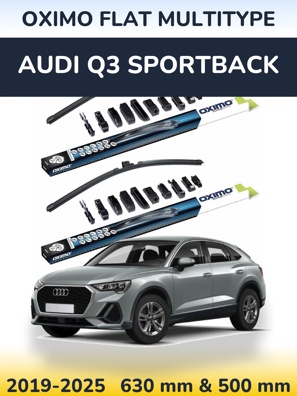 Комплект передних дворников Oximo Flat MultiТипe 600 & 500 мм для Audi Q3 Sportback 2019-2025