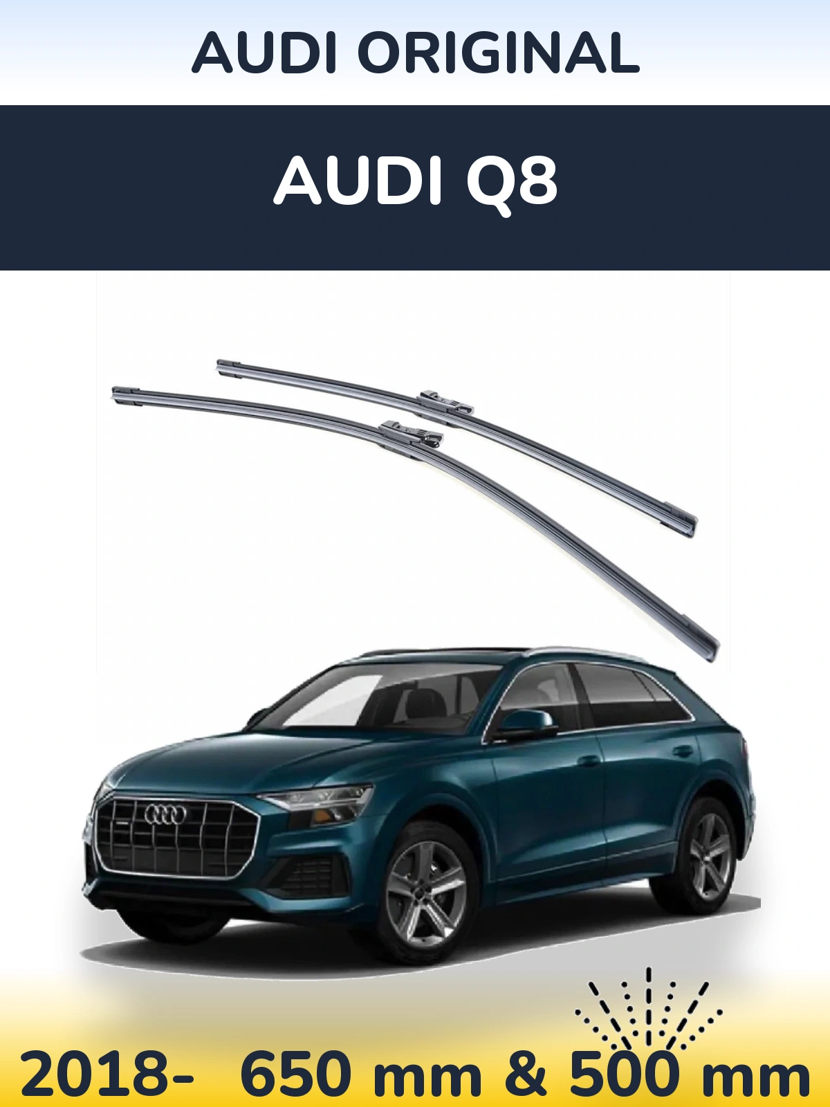 Front wiper blade set Audi OEM Audi Original 650 & 500 mm for Audi Q8 2018-2026