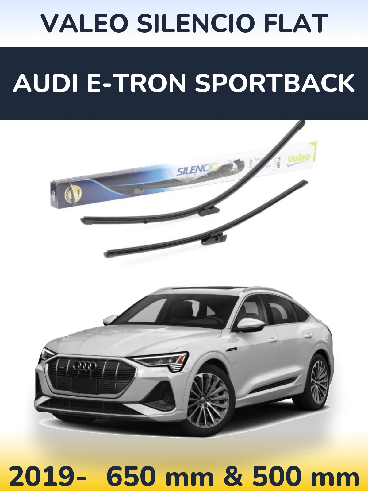 Front wiper blade set Valeo Silencio Flat 630 & 500 mm for Audi e-tron Sportback 2019-2026