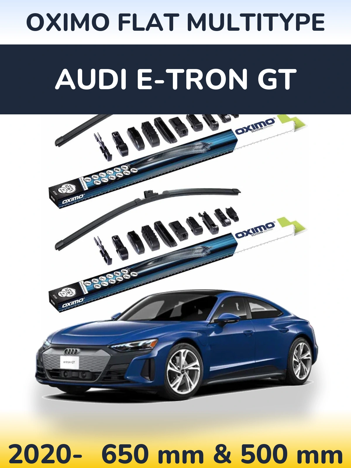 Комплект передних дворников Oximo Flat MultiТипe 650 & 500 мм для Audi e-tron GT 2020-2026