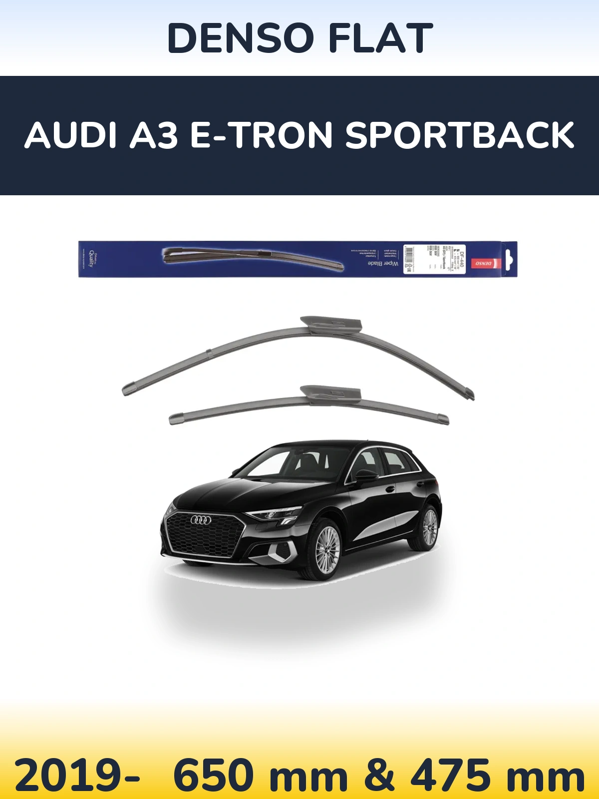 Комплект передних дворников Denso Flat 650 & 475 мм для Audi A3 e-tron Sportback 2019-2026