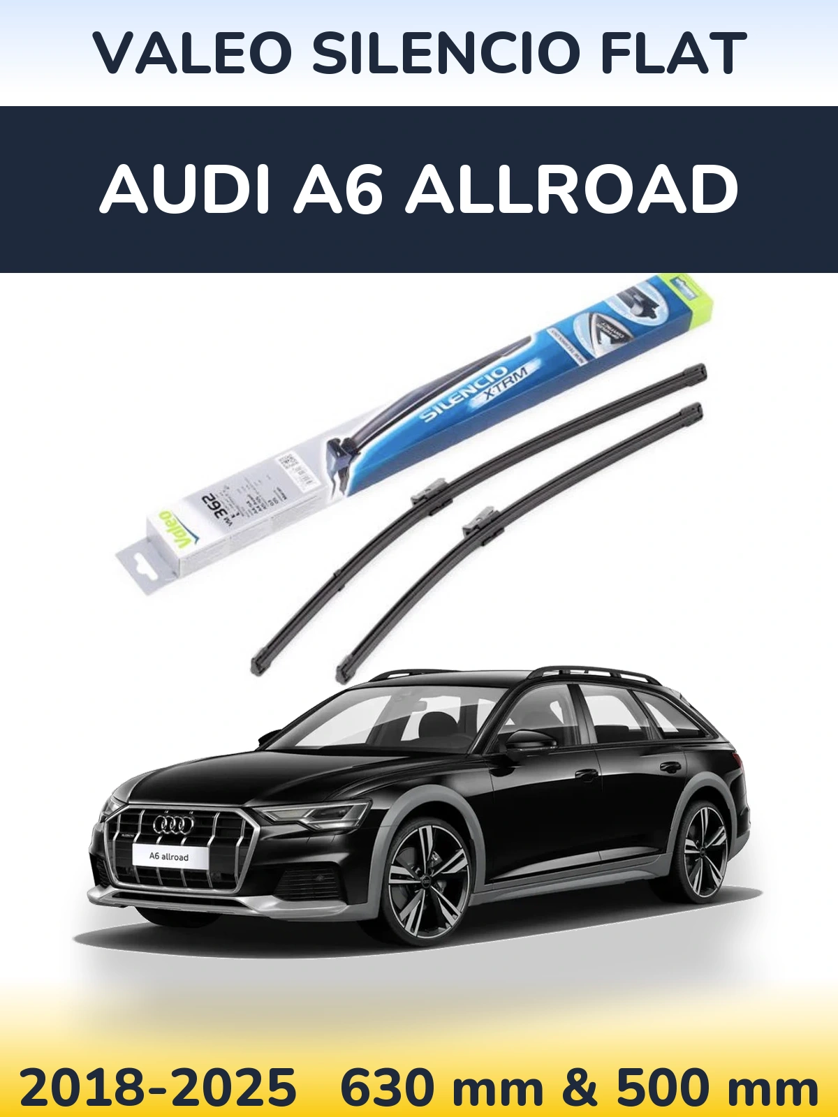 Komplet przednich wycieraczek Valeo Silencio Flat 600 & 500 mm do Audi A6 Allroad 2018-2025