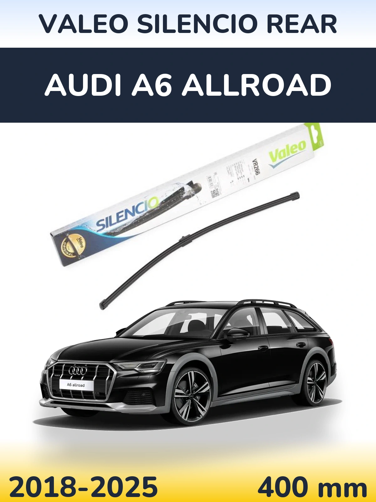 Rear wiper blade Valeo Silencio Rear 400 mm for Audi A6 Allroad 2018-2025