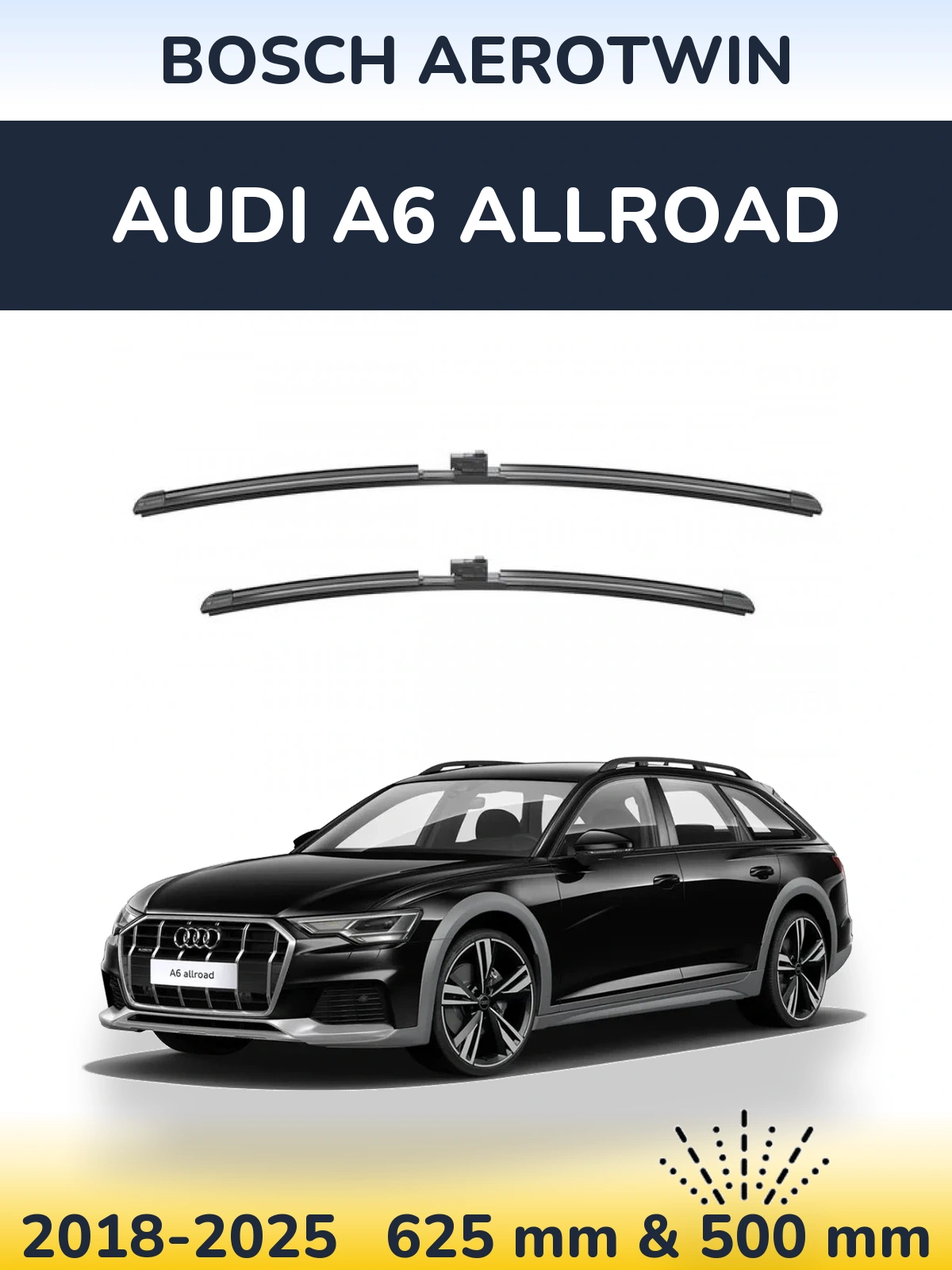 Front wiper blade set BOSCH AeroTwin 625 & 500 mm for Audi A6 Allroad 2018-2025