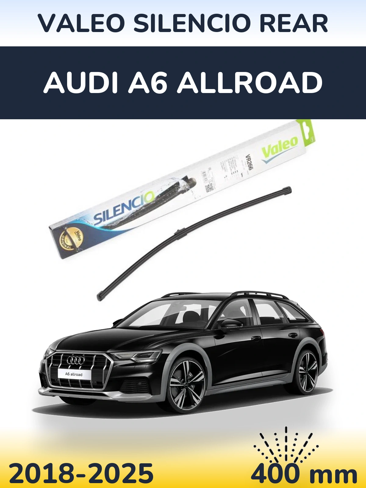 Rear wiper blade Valeo Silencio Rear 400 mm for Audi A6 Allroad 2018-2025
