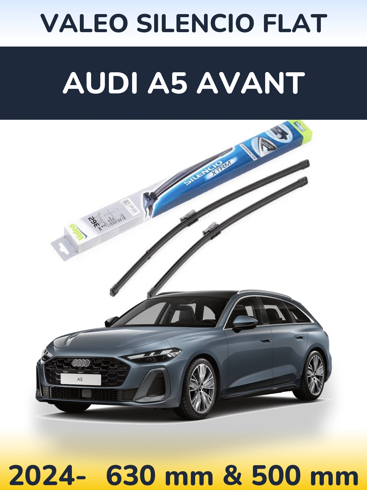 Комплект передних дворников Valeo Silencio Flat 600 & 500 мм для Audi A5 Avant 2024-2026