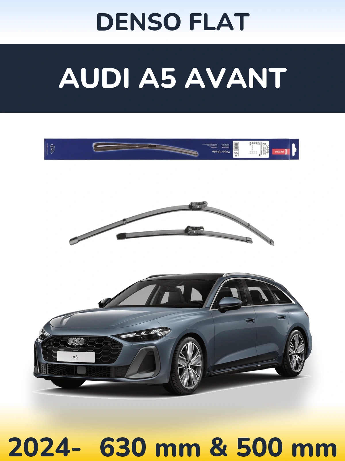 Комплект передніх щіток Denso Flat 630 & 500 мм для Audi A5 Avant 2024-2026