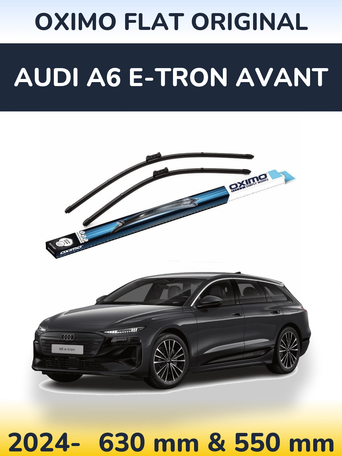 Комплект передних дворников Oximo Flat Original 630 & 550 мм для Audi A6 e-tron Avant 2024-2026