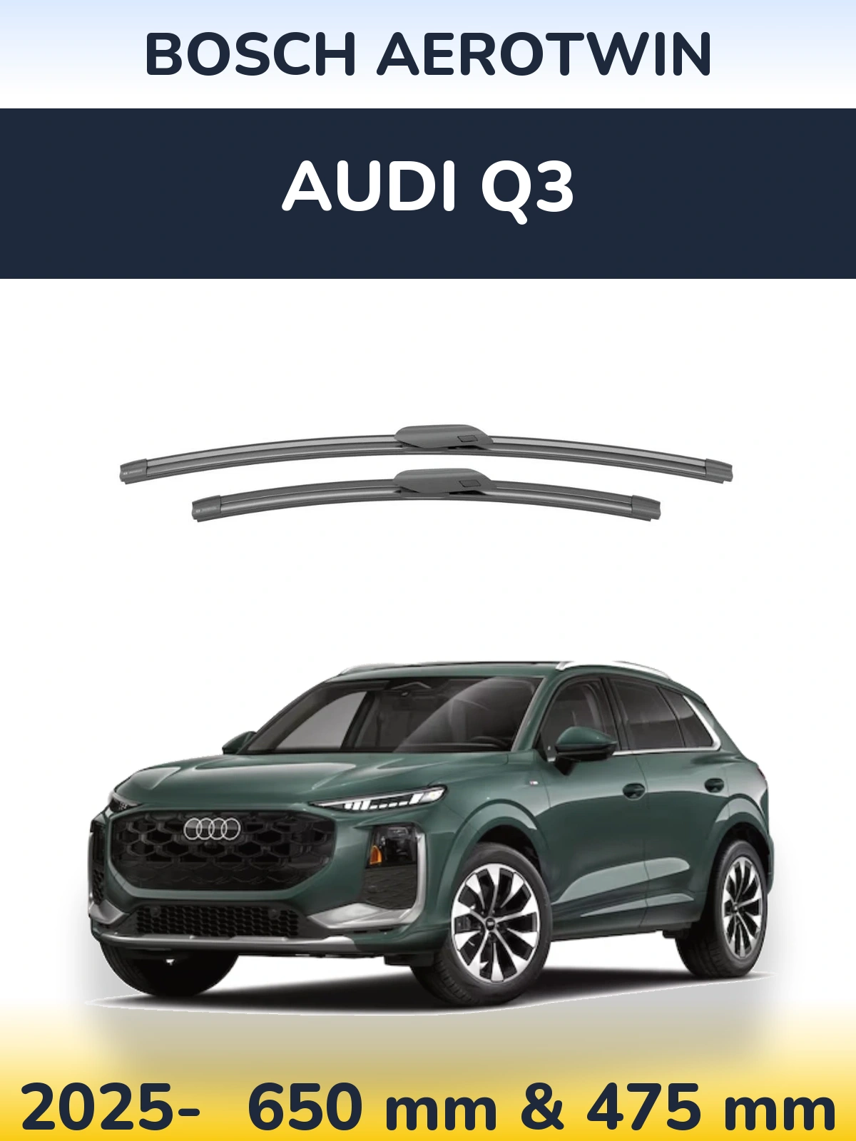 Комплект передних дворников BOSCH AeroTwin 650 & 475 мм для Audi Q3 2025-2026