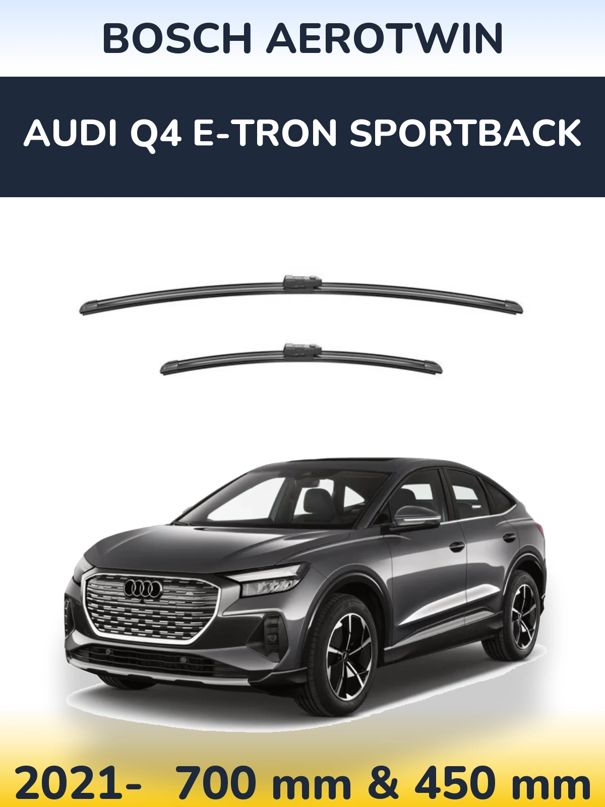 Комплект передніх щіток BOSCH AeroTwin 700 & 450 мм для Audi Q4 e-tron Sportback 2021-2026