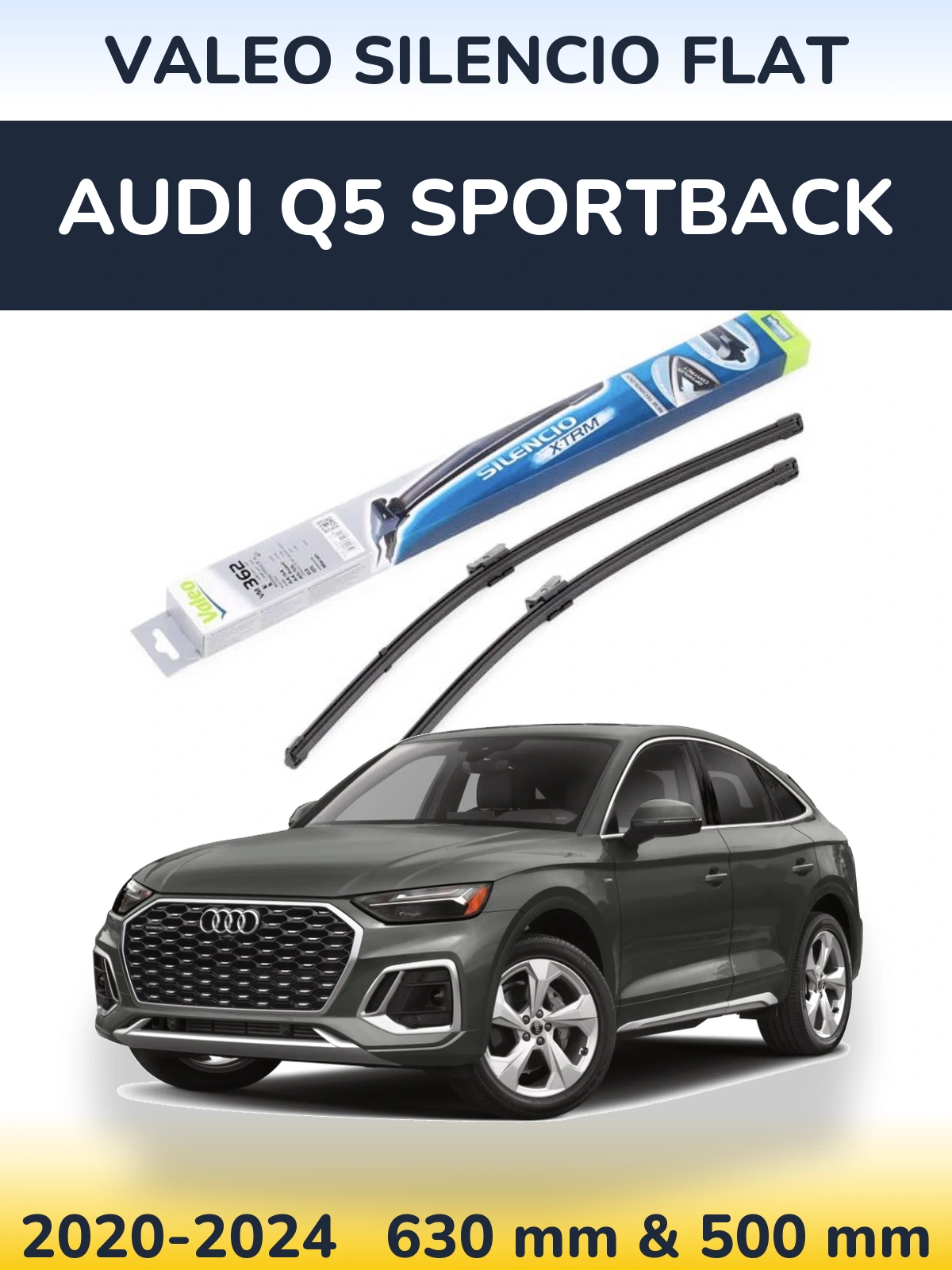Komplet przednich wycieraczek Valeo Silencio Flat 600 & 500 mm do Audi Q5 Sportback 2020-2024
