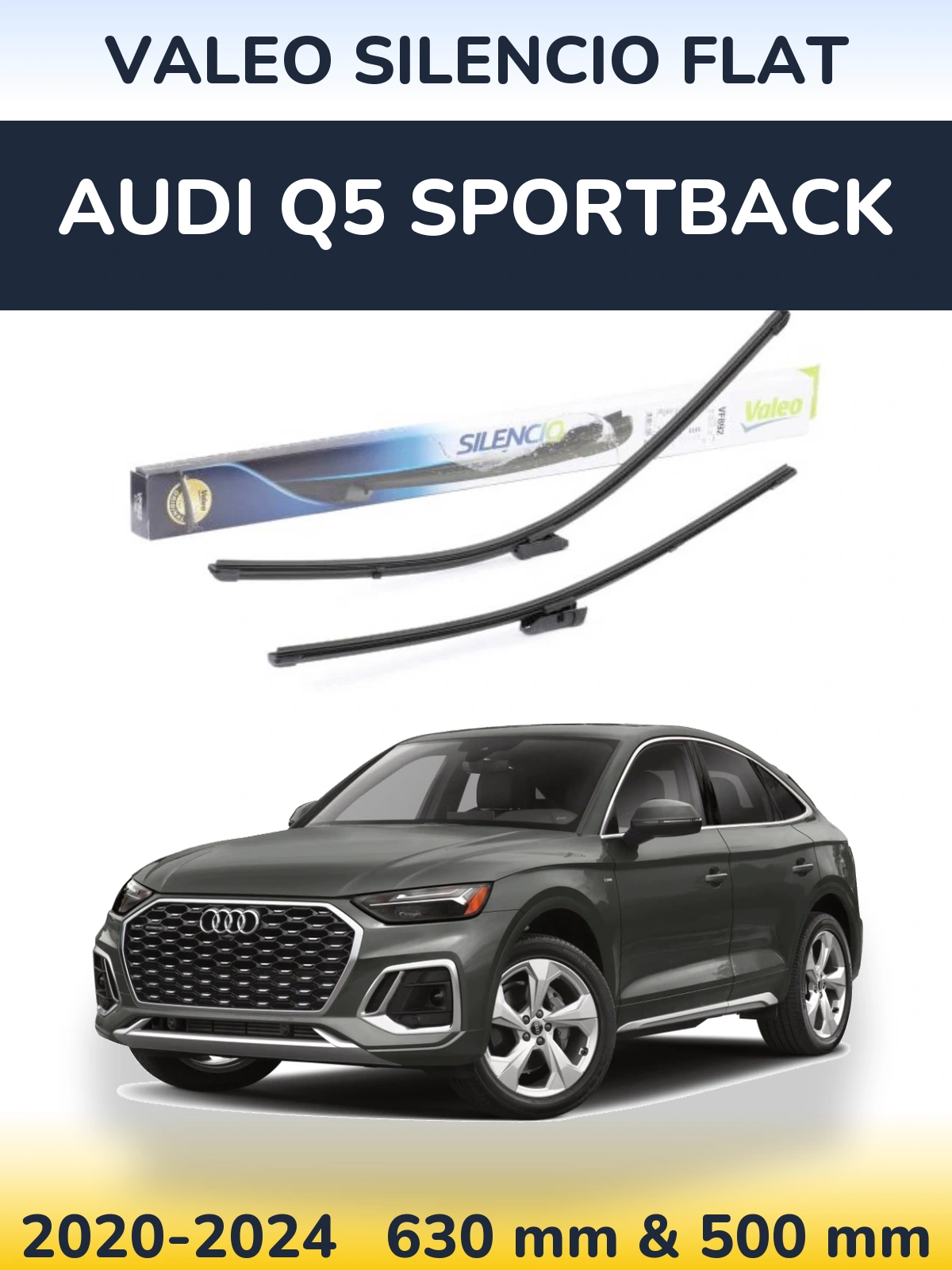 Комплект передних дворников Valeo Silencio Flat 630 & 500 мм для Audi Q5 Sportback 2020-2024