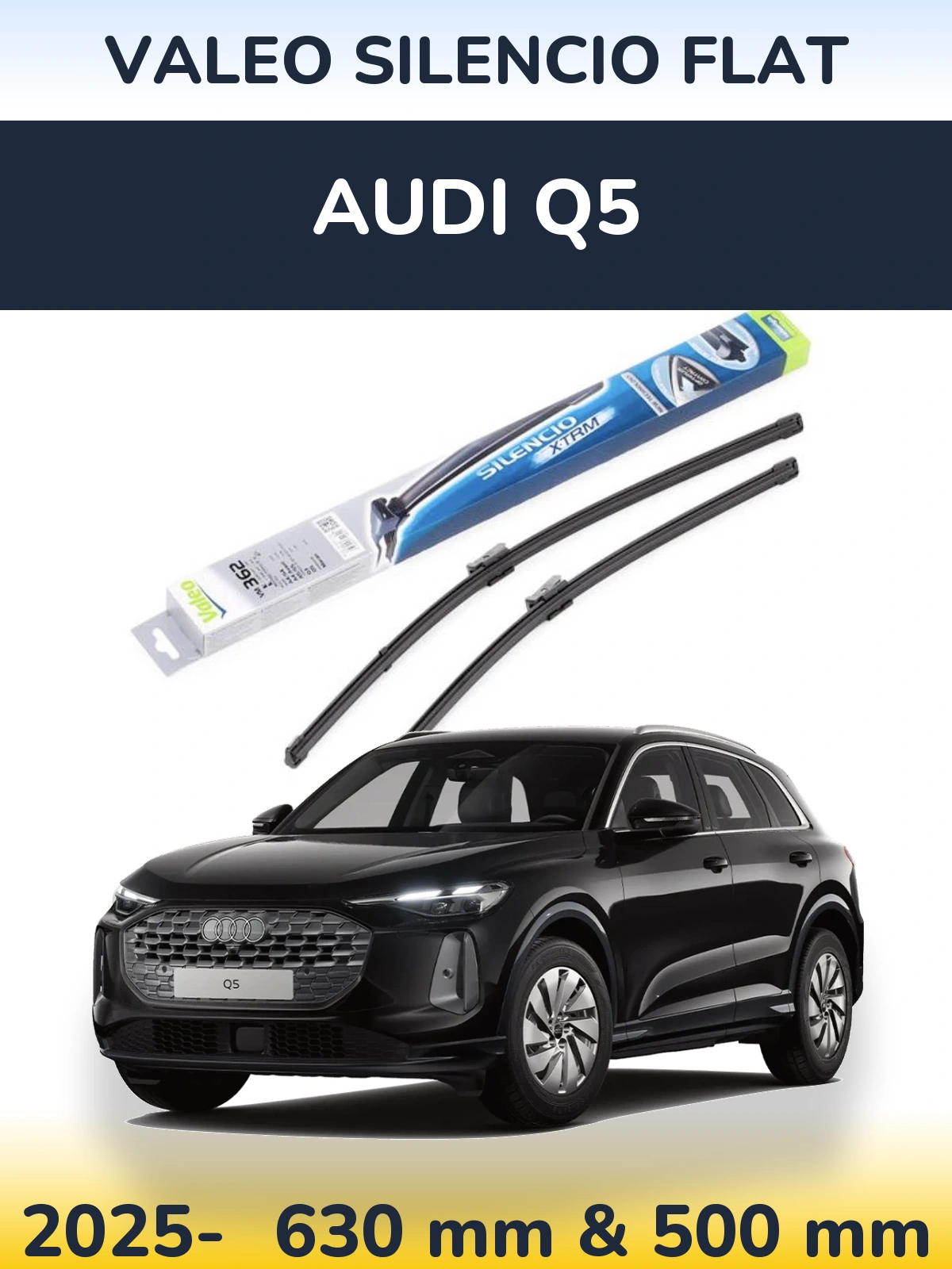 Front wiper blade set Valeo Silencio Flat 600 & 500 mm for Audi Q5 2025-2026