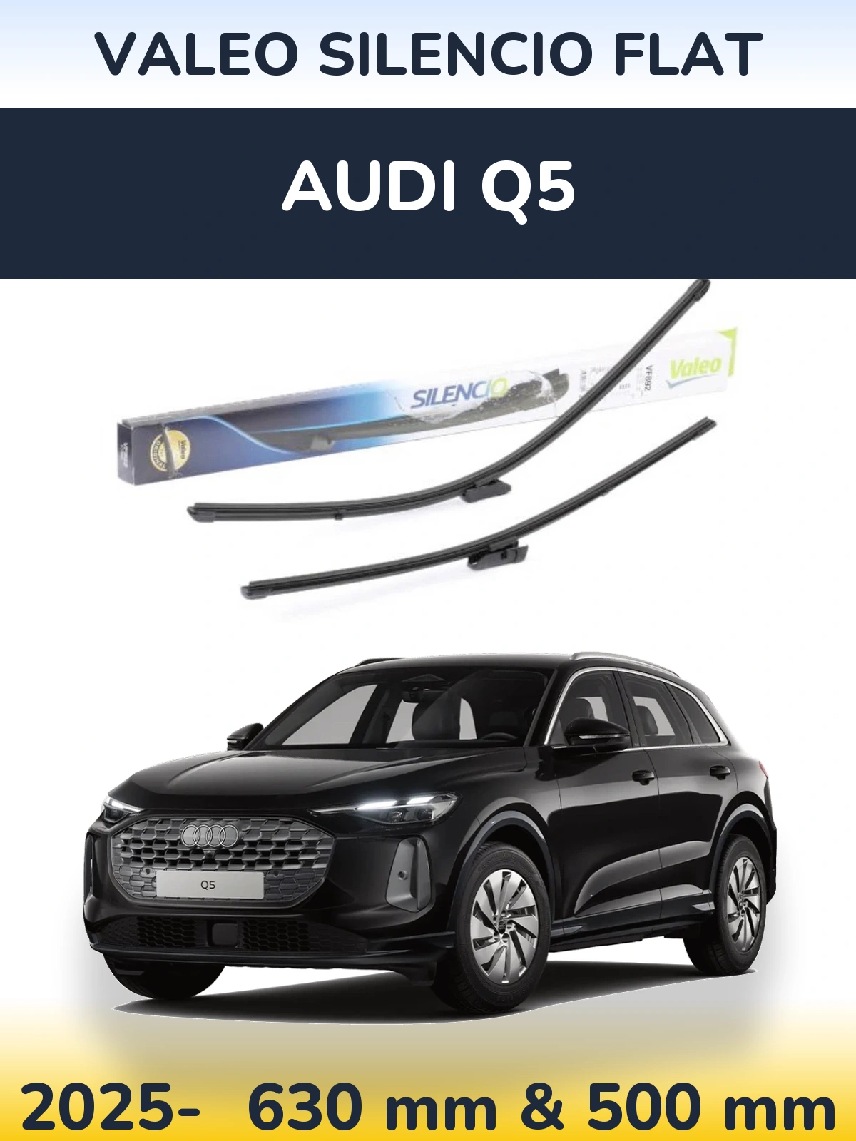 Комплект передних дворников Valeo Silencio Flat 630 & 500 мм для Audi Q5 2025-2026