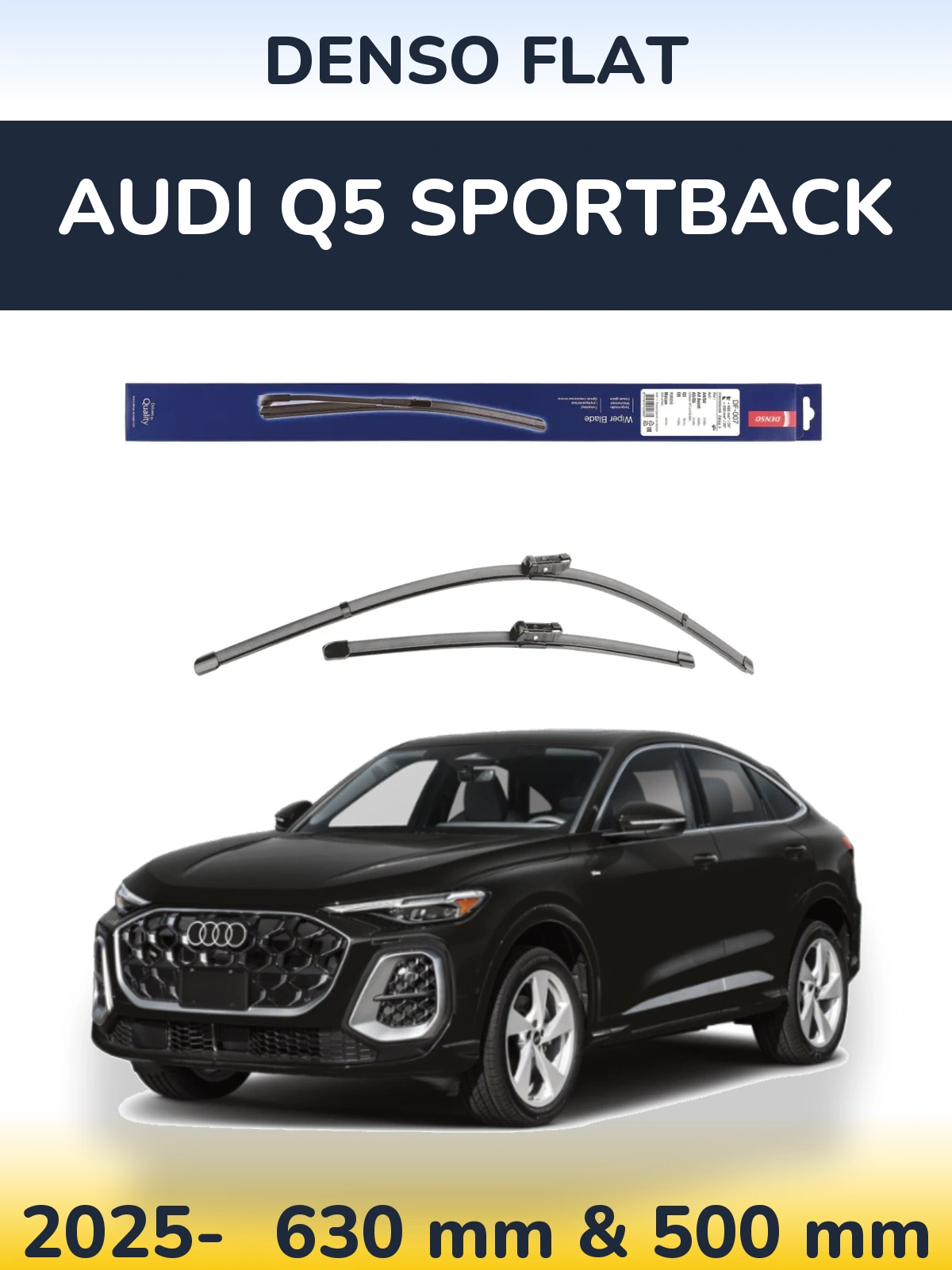 Komplet przednich wycieraczek Denso Flat 600 & 500 mm do Audi Q5 Sportback 2025-2026
