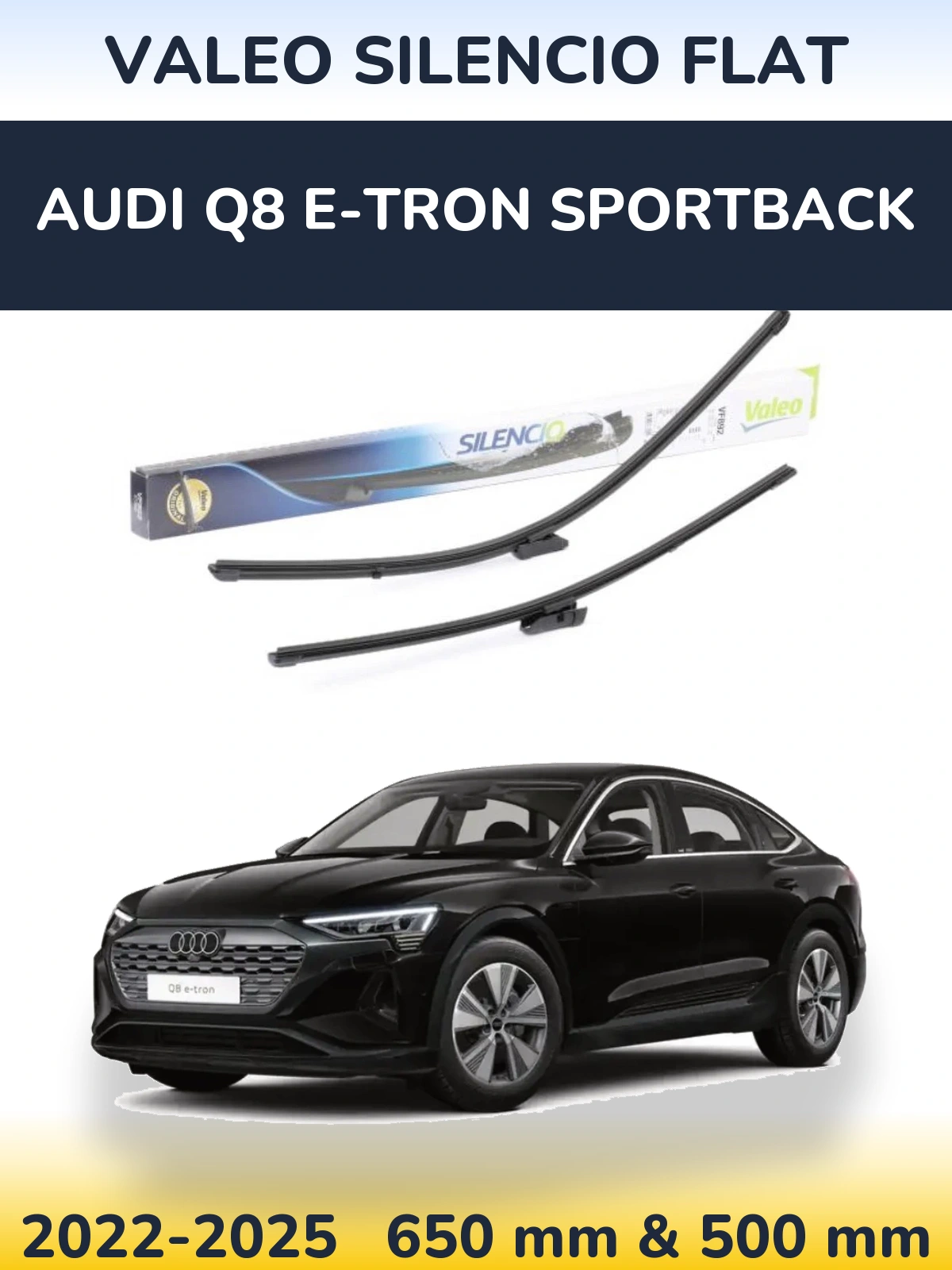 Front wiper blade set Valeo Silencio Flat 630 & 500 mm for Audi Q8 e-tron Sportback 2022-2025