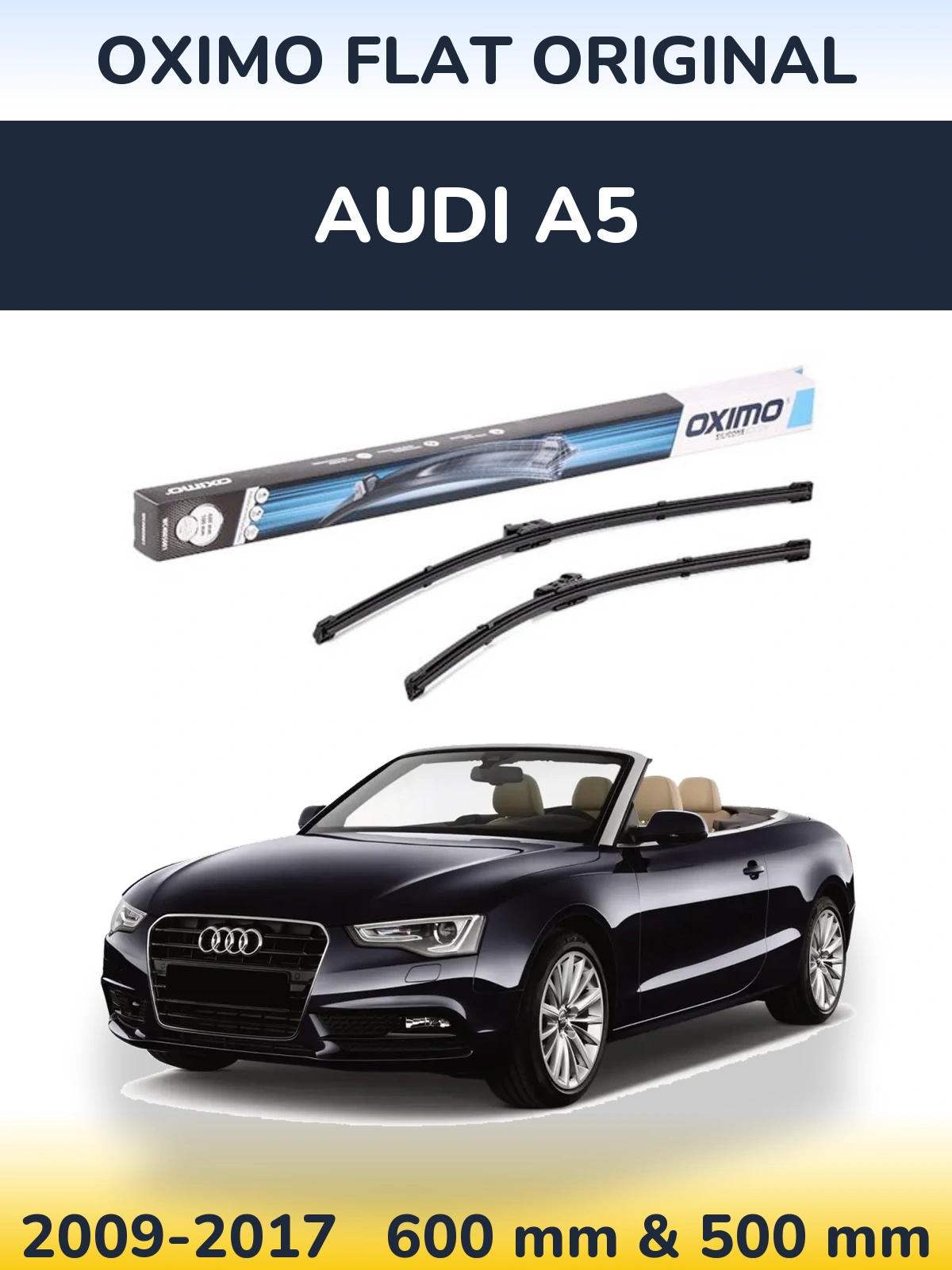 Комплект передних дворников Oximo Flat Original 600 & 500 мм для Audi A5 2009-2017