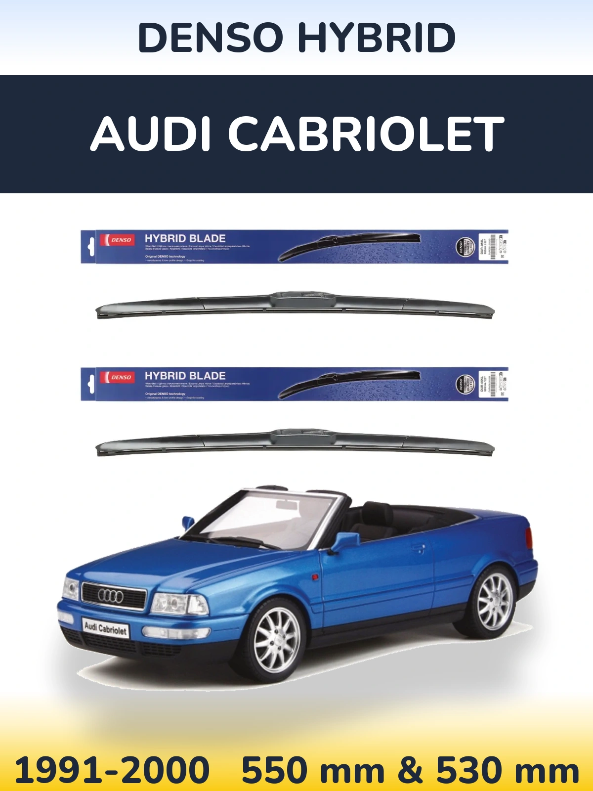 Komplet przednich wycieraczek Denso Hybrid 550 & 530 mm do Audi Cabriolet 1991-2000