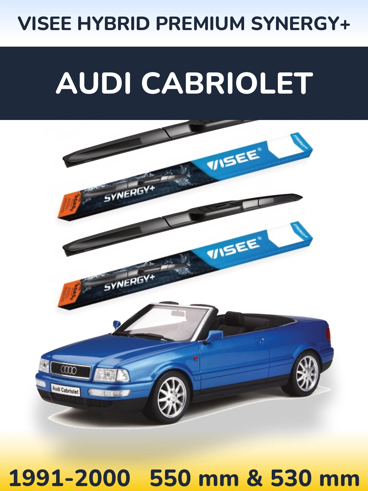 Komplet przednich wycieraczek VISEE HYBRID PREMIUM SYNERGY+ 550 & 530 mm do Audi Cabriolet 1991-2000