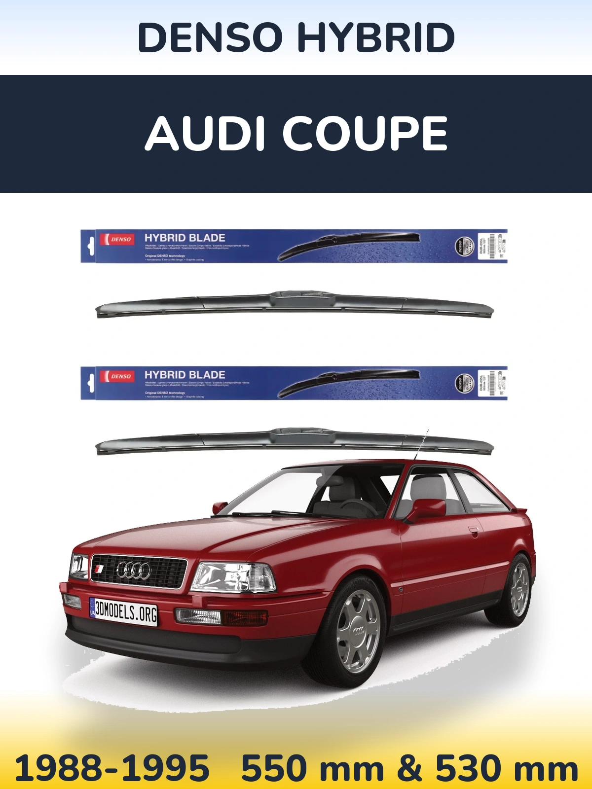 Комплект передніх щіток Denso Hybrid 550 & 530 мм для Audi Coupe 1988-1995