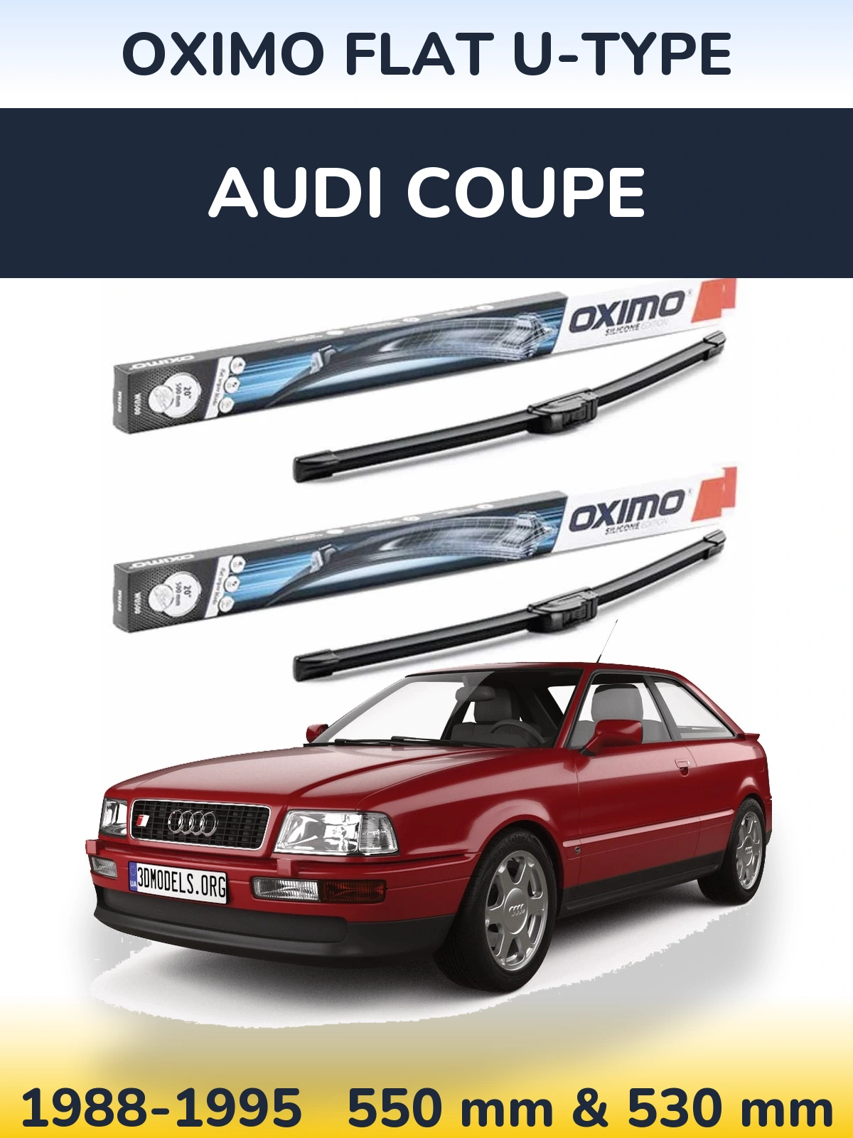 Komplet przednich wycieraczek Oximo Flat U-type 550 & 530 mm do Audi Coupe 1988-1995
