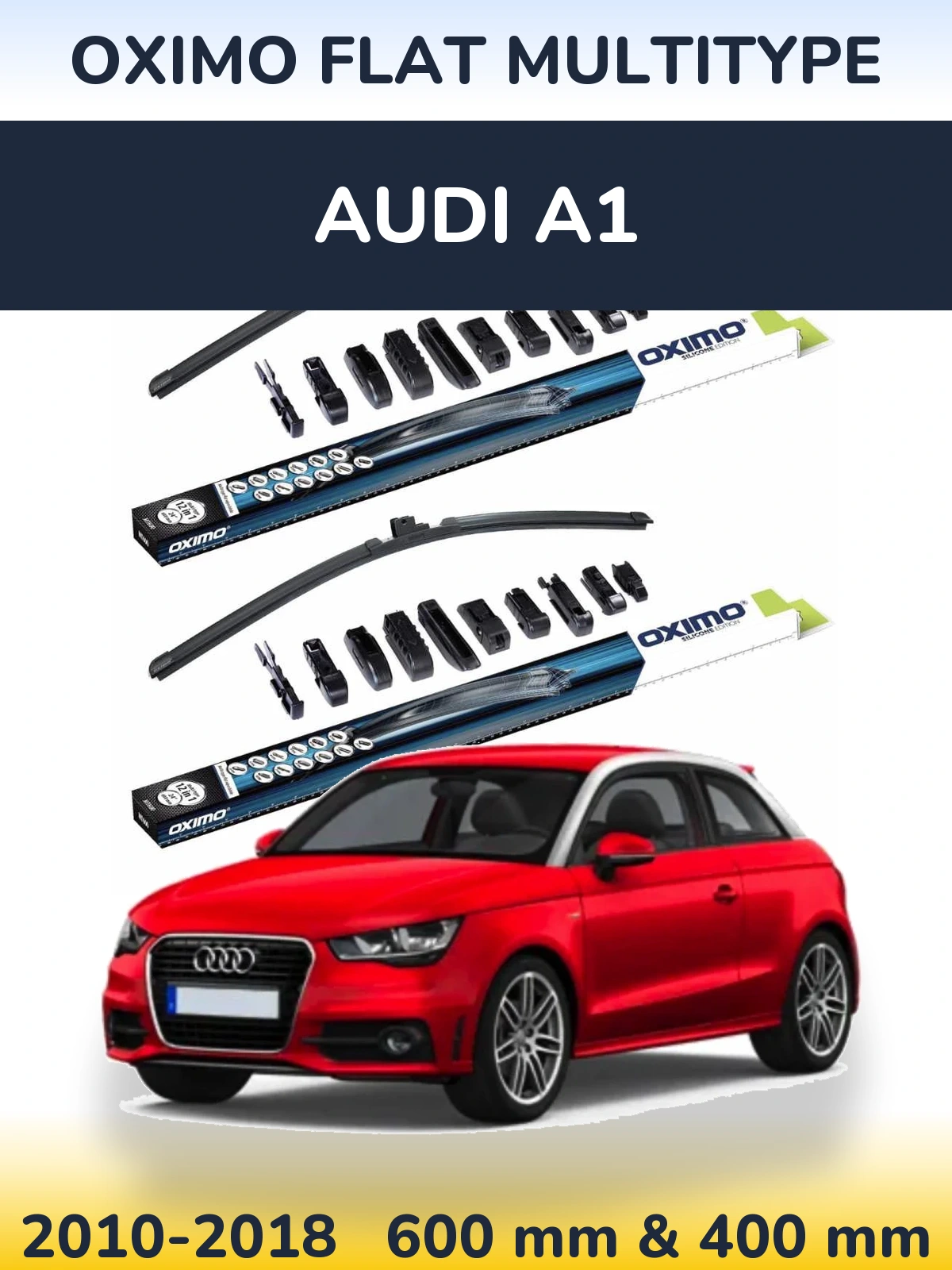 Комплект передних дворников Oximo Flat MultiТипe 600 & 400 мм для Audi A1 2010-2018