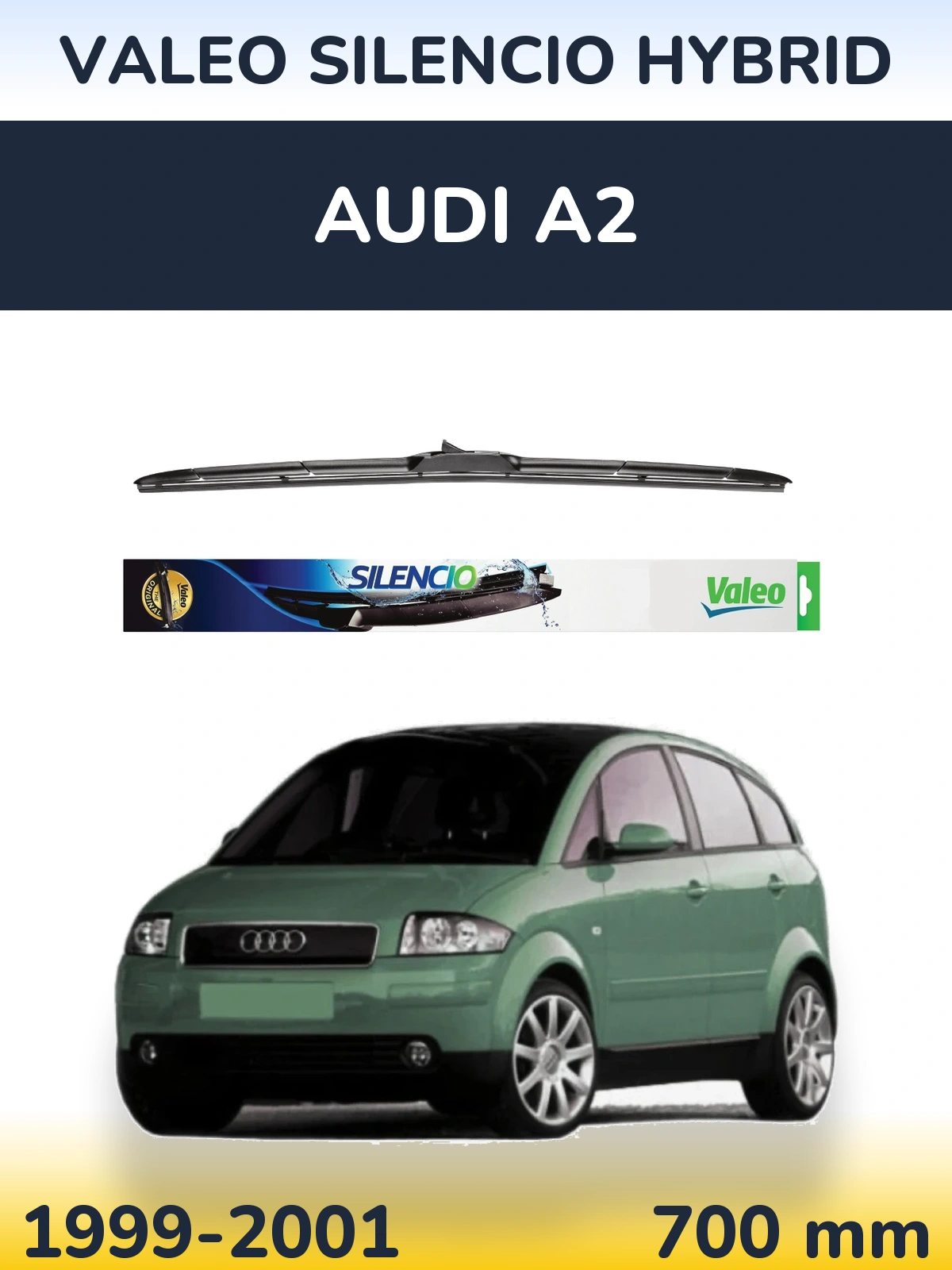 Front wiper blade Valeo Silencio Hybrid 700 mm for Audi A2 1999-2001