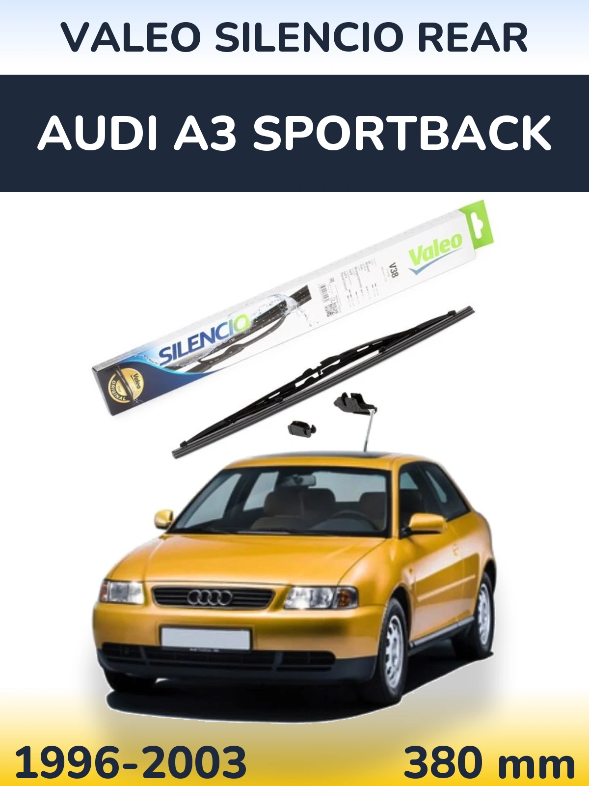 Rear wiper blade Valeo Silencio Rear 380 mm for Audi A3 Sportback 1996-2003