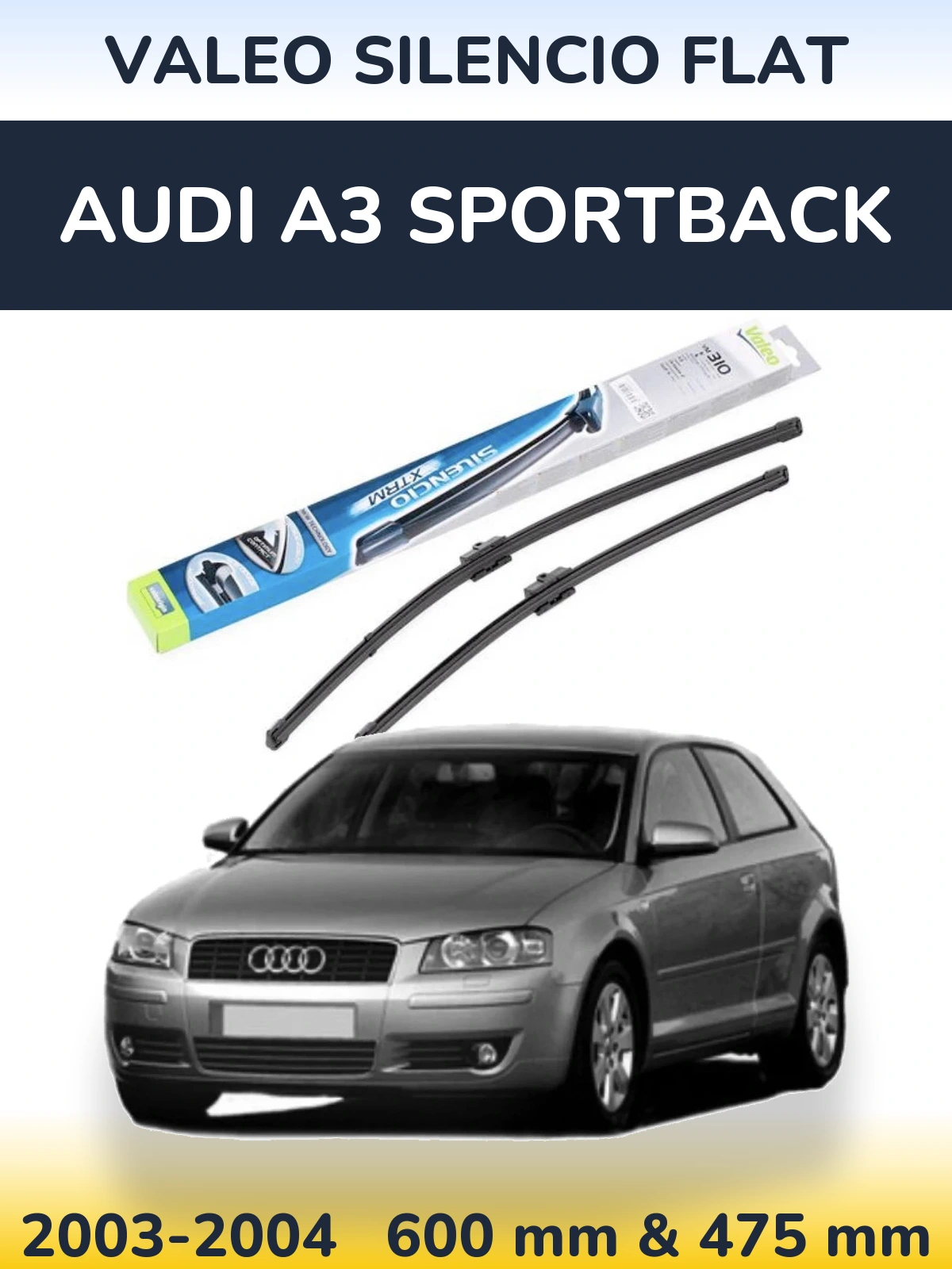 Комплект передних дворников Valeo Silencio Flat 600 & 475 мм для Audi A3 Sportback 2003-2004