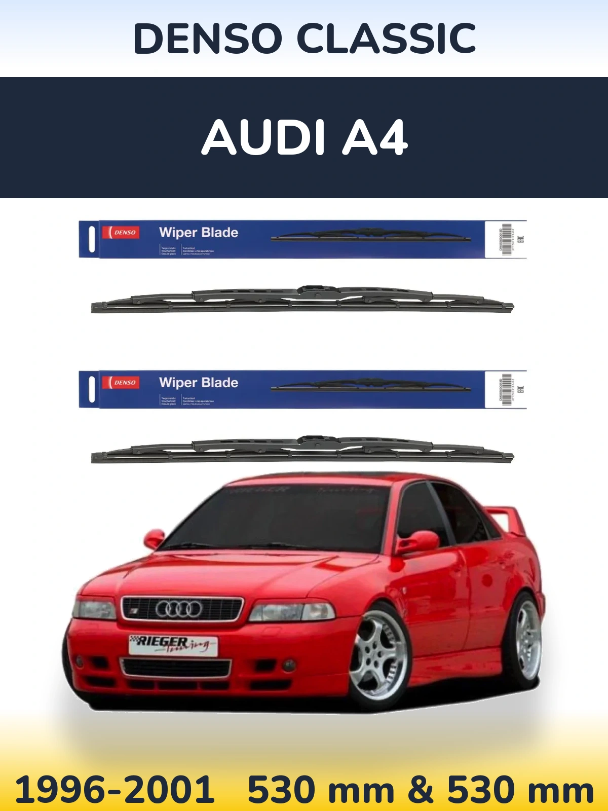 Komplet przednich wycieraczek Denso Classic 530 & 530 mm do Audi A4 1996-2001