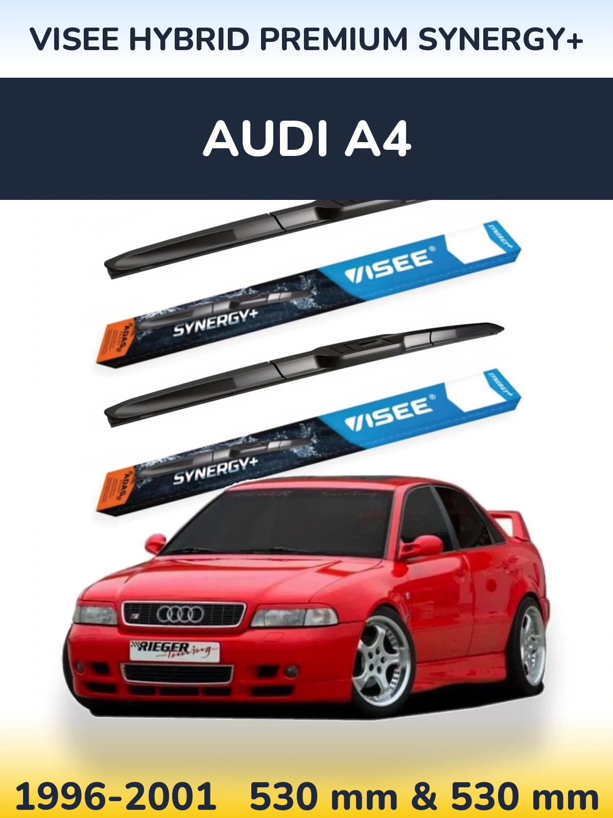 Komplet przednich wycieraczek VISEE HYBRID PREMIUM SYNERGY+ 530 & 530 mm do Audi A4 1996-2001