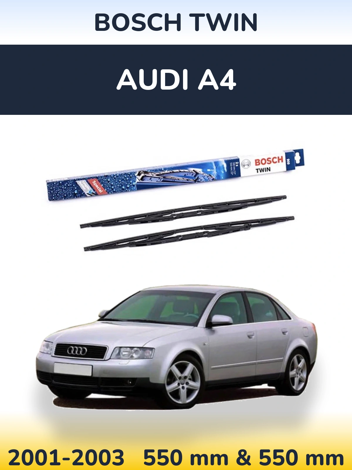 Комплект передних дворников BOSCH Twin 550 & 550 мм для Audi A4 2001-2003