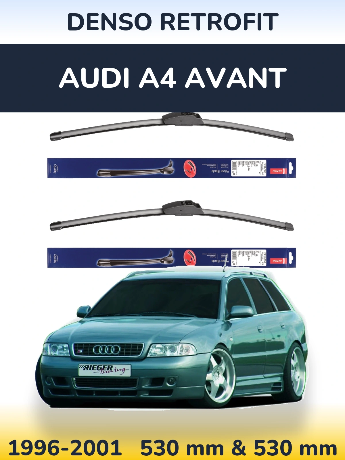 Komplet przednich wycieraczek Denso Retrofit 530 & 530 mm do Audi A4 Avant 1996-2001